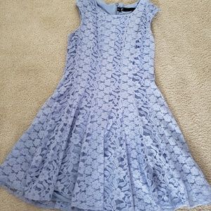 Leslie Fay light blue floral lace dress